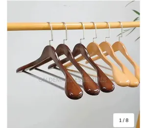 Wooden Suit Clothes Hangers With Non Slip Pants Bar (10 Pack)