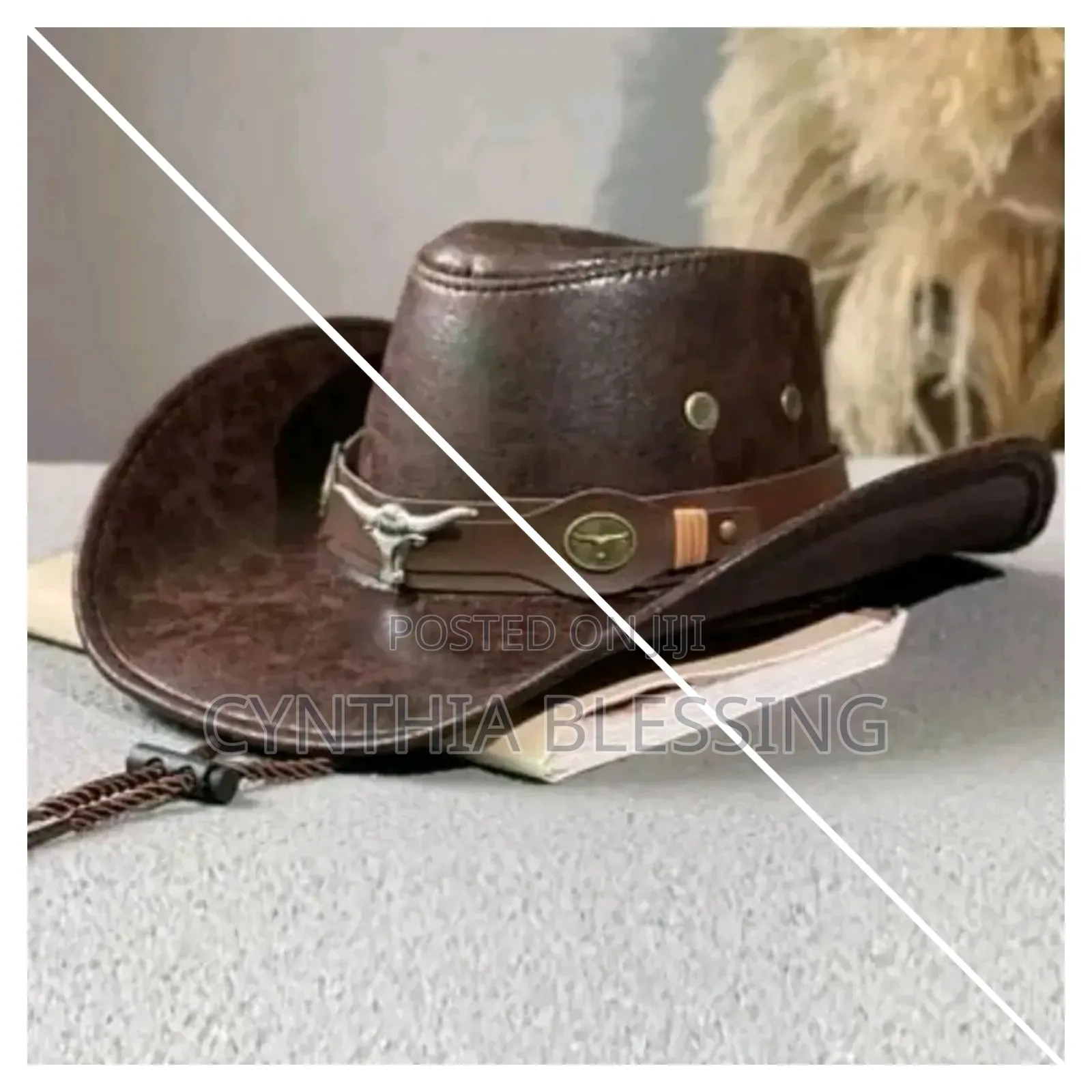 Western Style Leather Cowboy Hat
