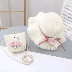 Kids Summer Hat With Small Handbag Sling Bag Straw