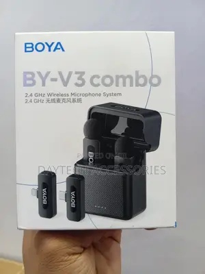 Boya V3 COMBO 2.4GHz Dual Channel Wireless Microphone in Black