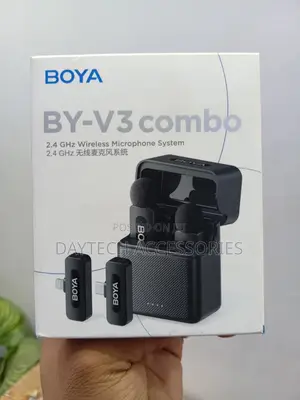 Boya V3 COMBO 2.4GHz Dual Channel Wireless Microphone in Black