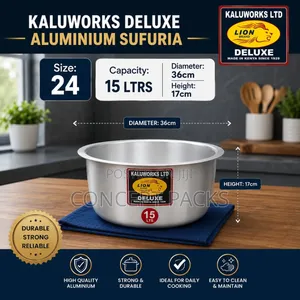 KALUWORKS DELUXE ALUMINIUM SUFURIA – SIZE 24 (Without Lid) 15 Litres