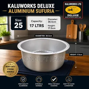 KALUWORKS DELUXE ALUMINIUM SUFURIA – SIZE 25 (Without Lid) 17 Litres
