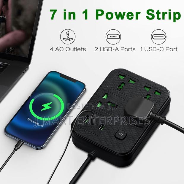 Power Cord Extension With 4 Smart Sockets,2 USB (2.1A),1 Type-C Port