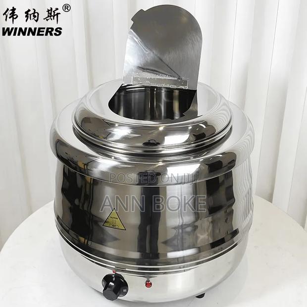 Pure Stainless Steel 10 LTRS Electric Soup Warmer Tureen Kettle