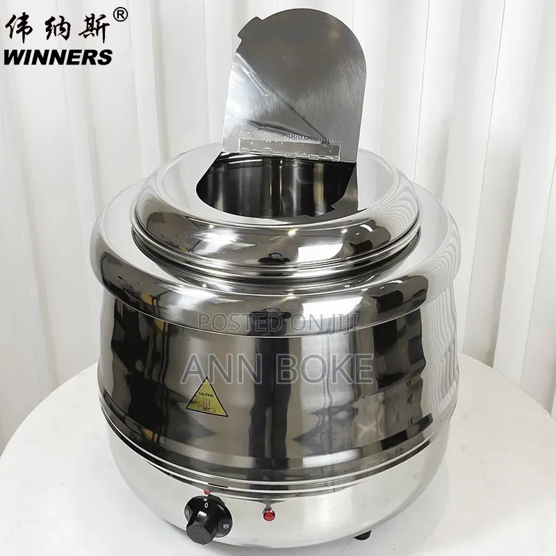 Pure Stainless Steel 10 LTRS Electric Soup Warmer Tureen Kettle