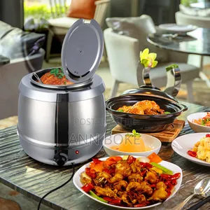 Pure Stainless Steel 10 LTRS Electric Soup Warmer Tureen Kettle