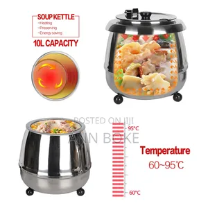 Pure Stainless Steel 10 LTRS Electric Soup Warmer Tureen Kettle