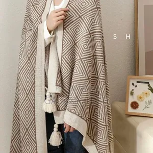 Bohemian Knitted Throw Blankets With Pendant/Tassels(Size: 130*160cm)