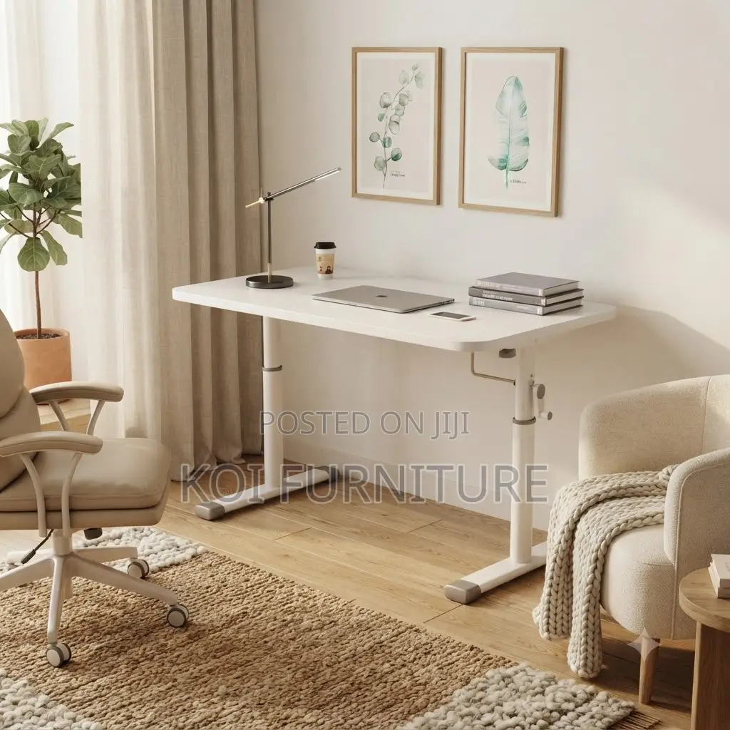 Office Desk; White Manual Adjustable Ergonomical Office Standing Desk