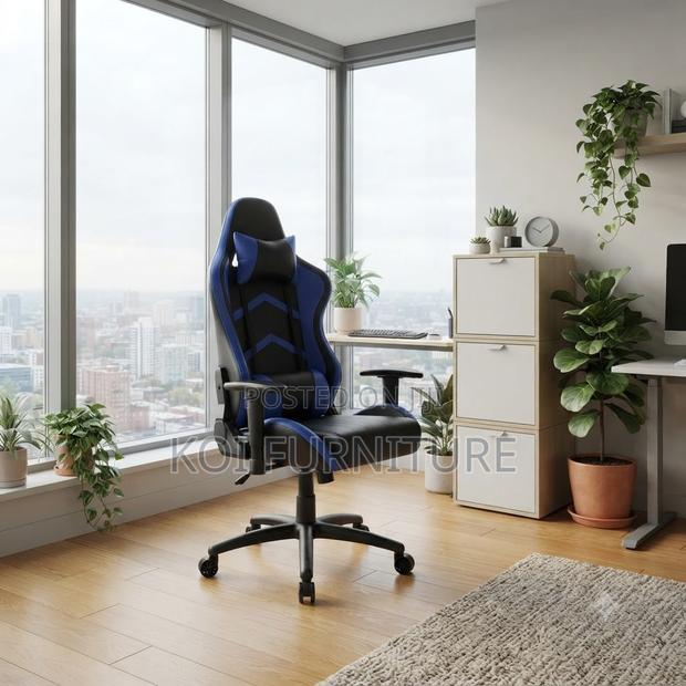 Office Chairs; Blue Gamers Studio Leather Chairs - main view