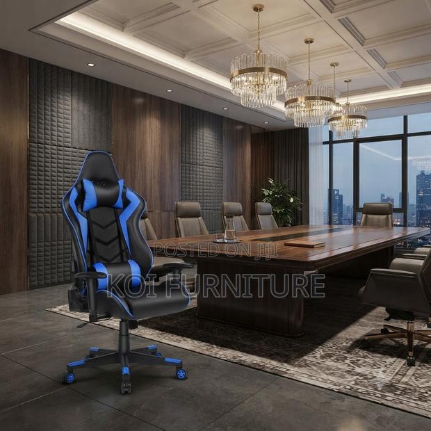 Office Chairs; Blue Gamers Studio Leather Chairs - thumbnail 3