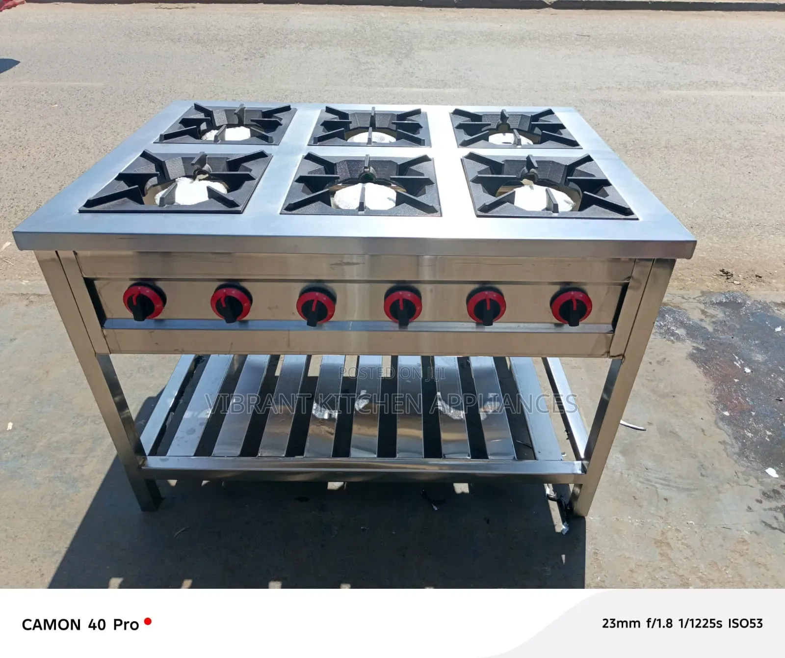 Six‐Burner Commercial Stainless Steel Gas Cooker