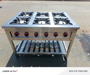 Six‐Burner Commercial Stainless Steel Gas Cooker