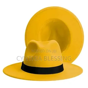 Yellow Woolen Fedora Hat_y1s