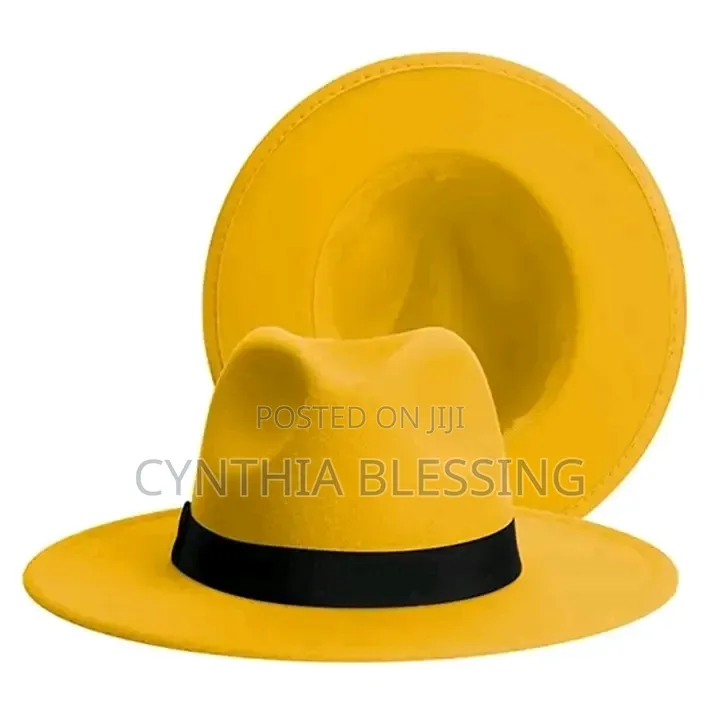 Yellow Woolen Fedora Hat_y1s