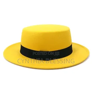 Yellow Woolen Fedora Hat_y1s