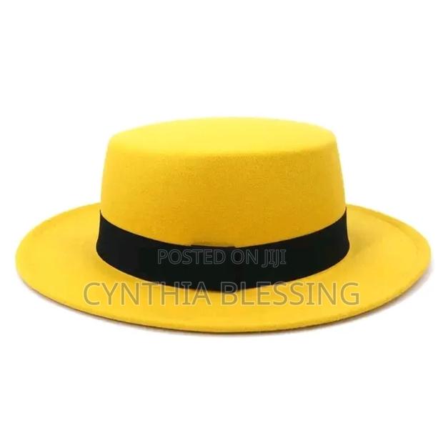 Yellow Woolen Fedora Hat_y1s - thumbnail 3