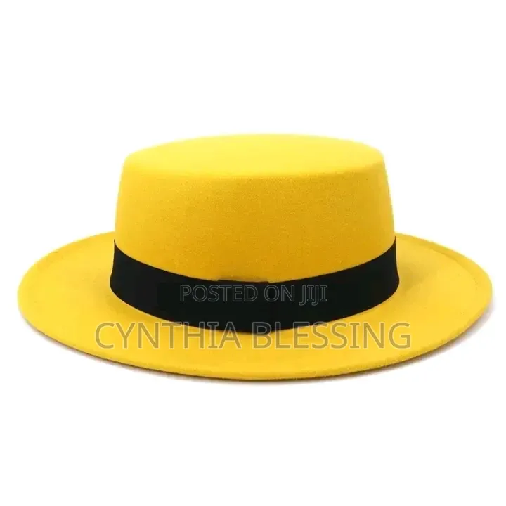 Yellow Woolen Fedora Hat_y1s