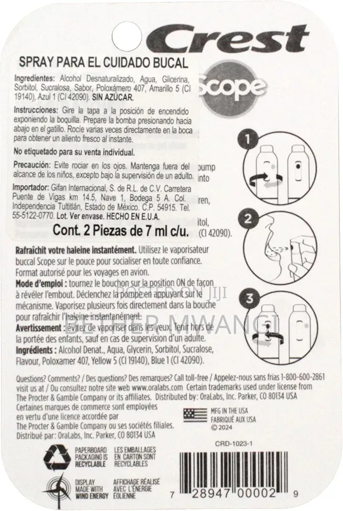 Crest Scope Sugar Free Original Mint Breath Mist