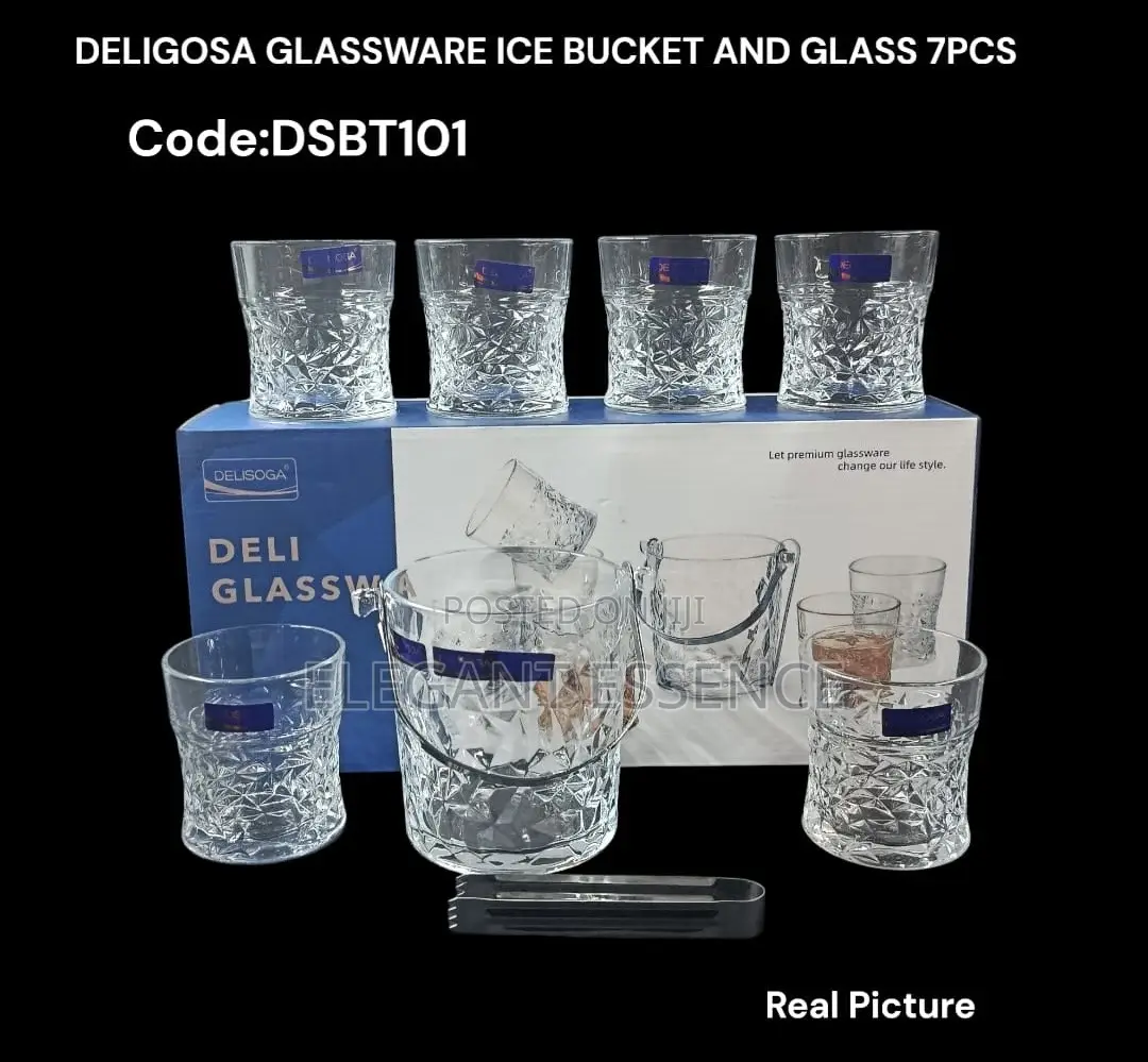 Delig Glassware Ice Bucket and Glass Set 7pcs
