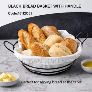 Black Bread Basket With Handle
