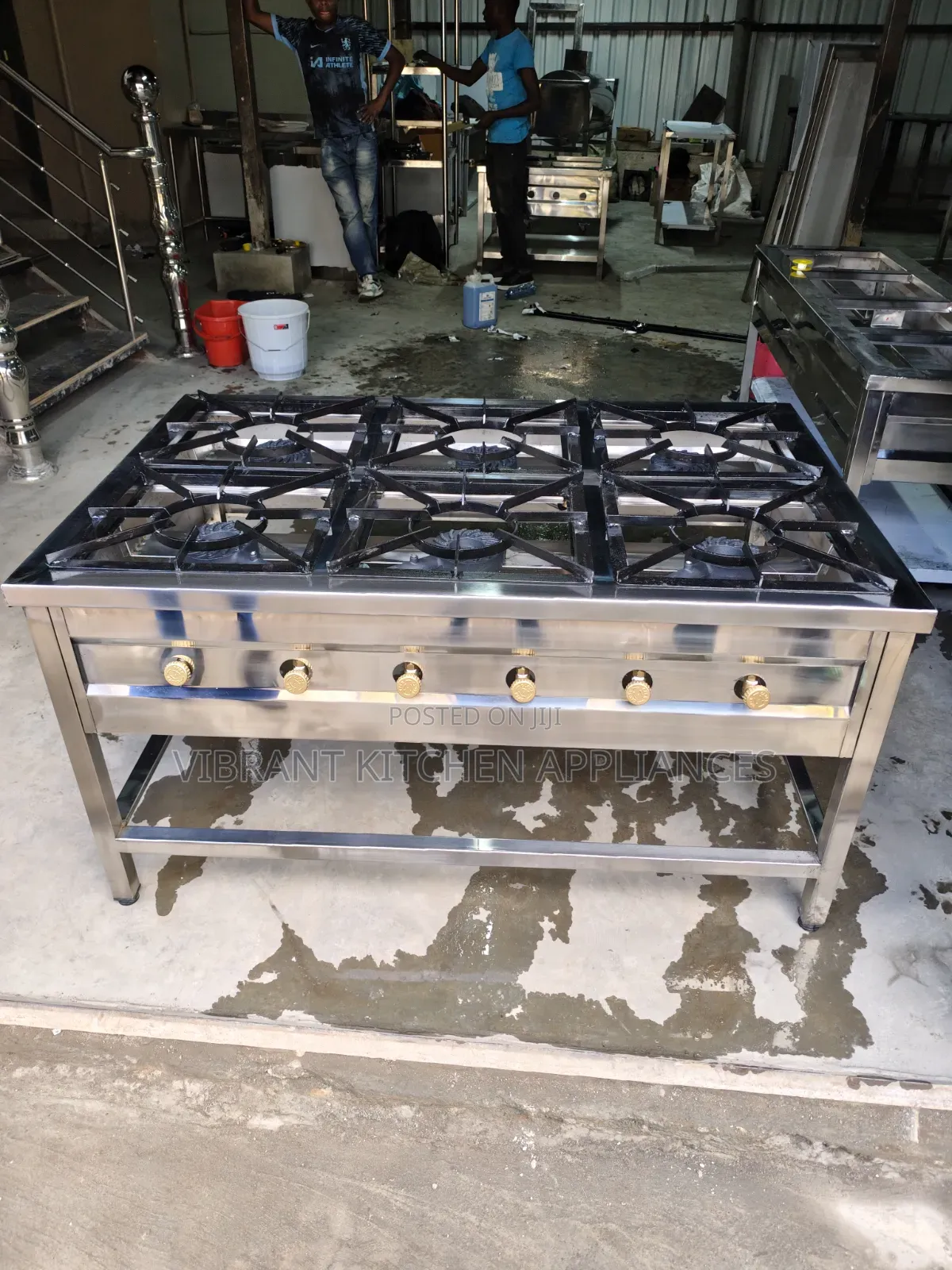 Six‐Burner Stainless Steel Commercial Gas Cooker