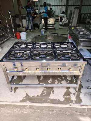 Six‐Burner Stainless Steel Commercial Gas Cooker