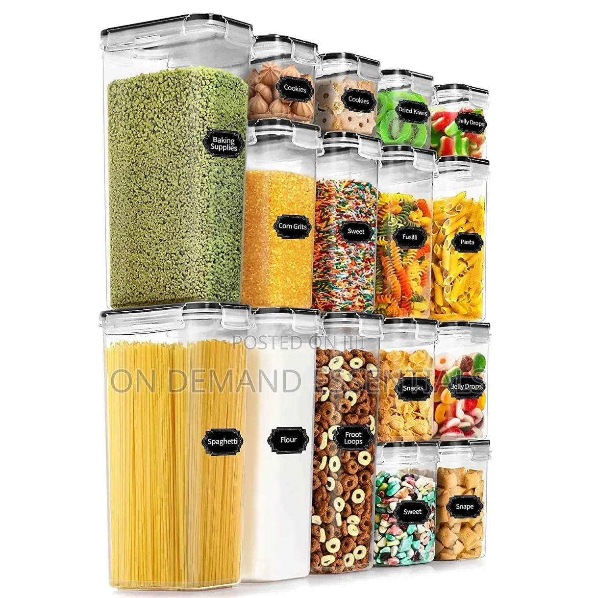 16pcs Airtight Pantry Cereal Containers
