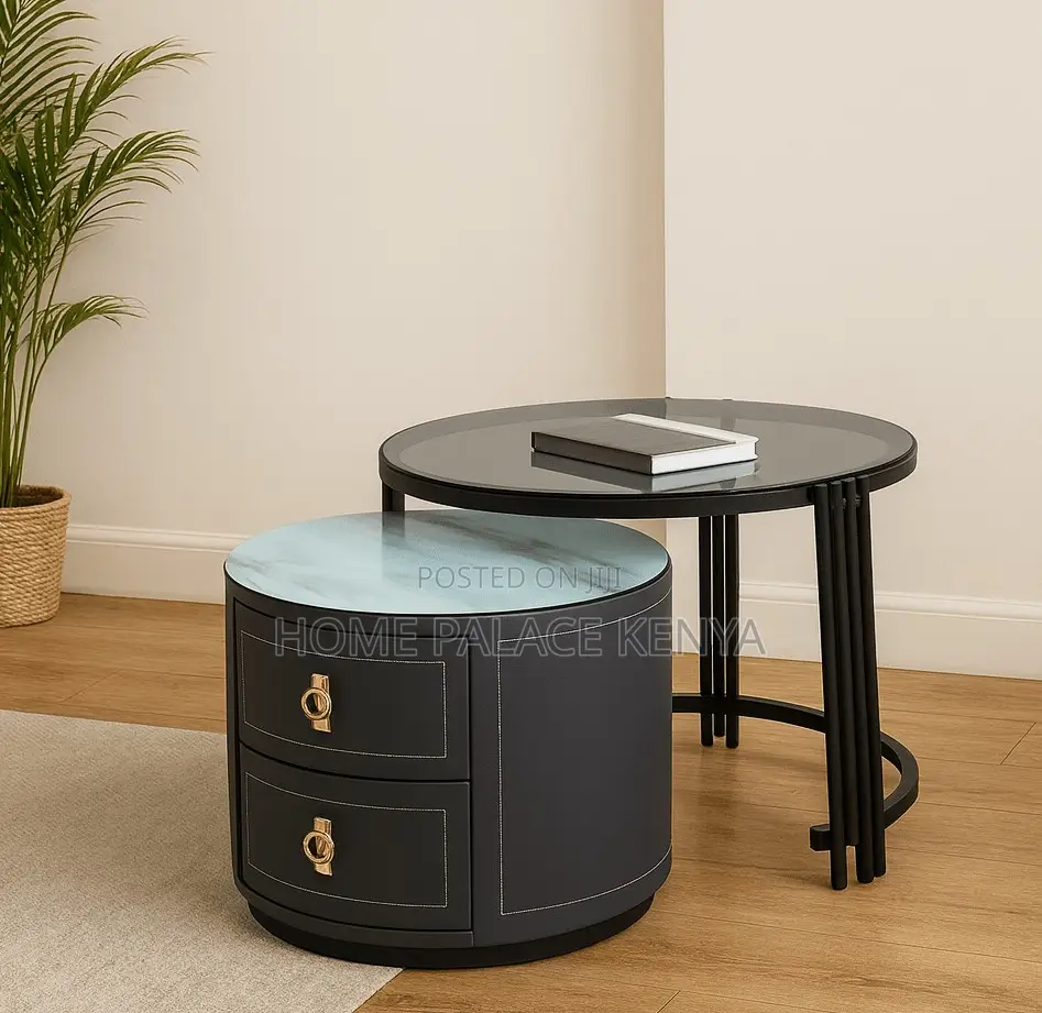 Coffee Table: Simple Luxe Round Twin Tea Table