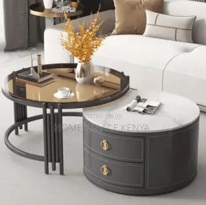 Coffee Table: Simple Luxe Round Twin Tea Table