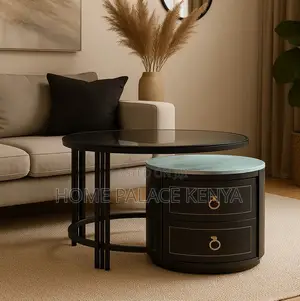 Coffee Table: Simple Luxe Round Twin Tea Table