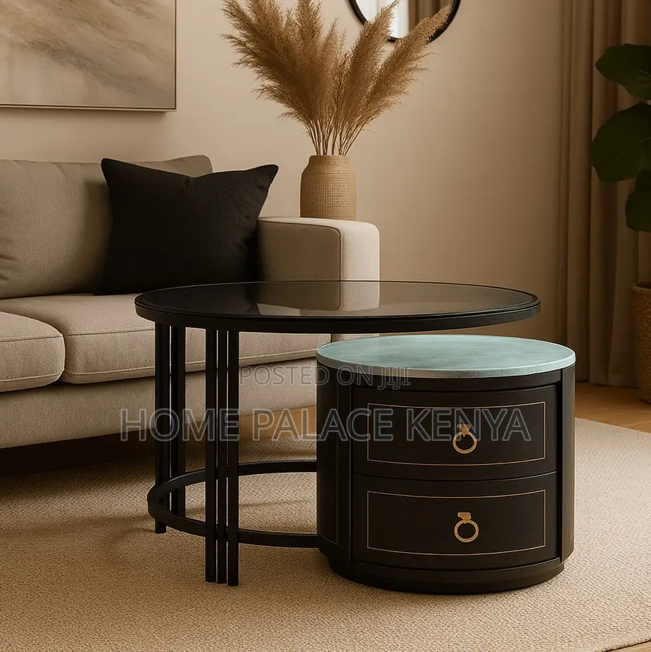 Coffee Table: Simple Luxe Round Twin Tea Table