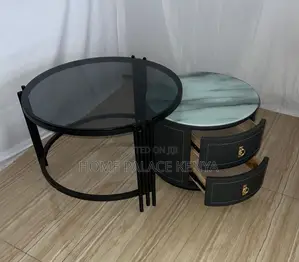 Coffee Table: Simple Luxe Round Twin Tea Table