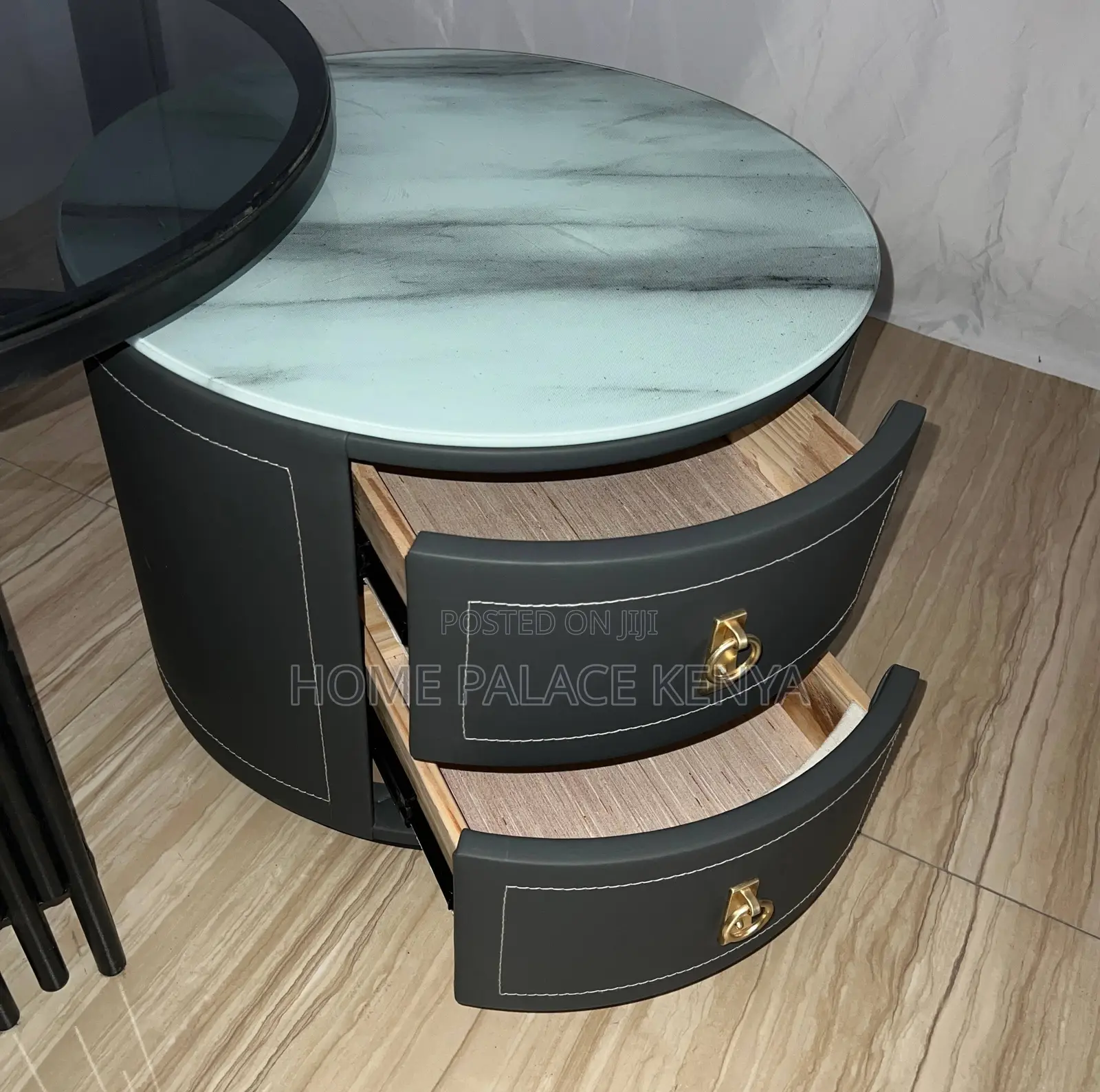 Coffee Table: Simple Luxe Round Twin Tea Table