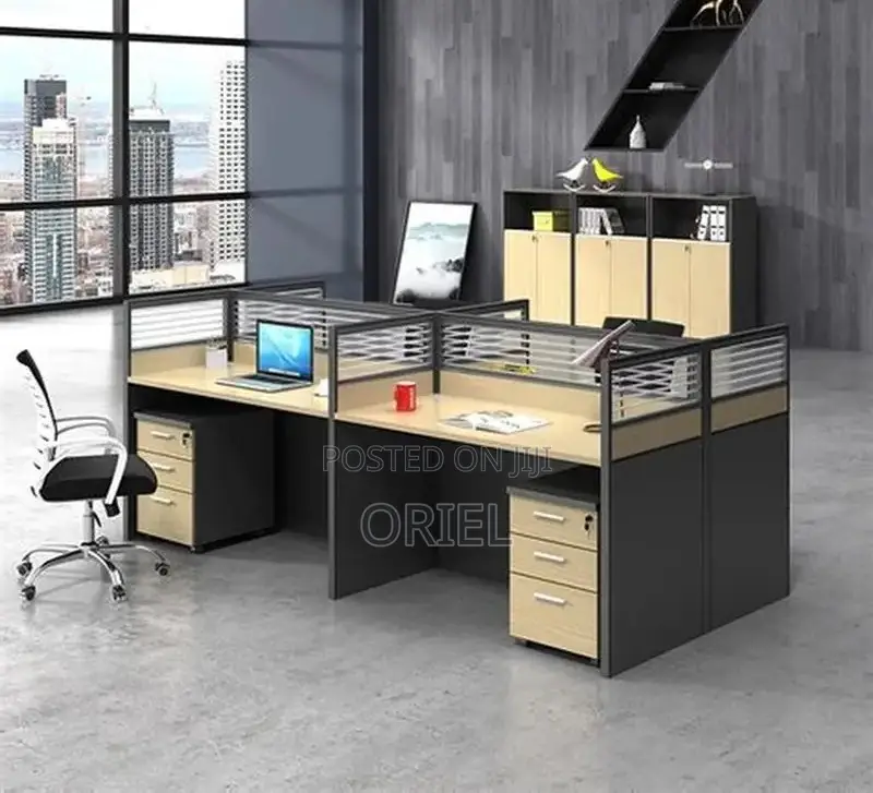 Office Workstation : 4 Way Office Staff Workstation With Drawers