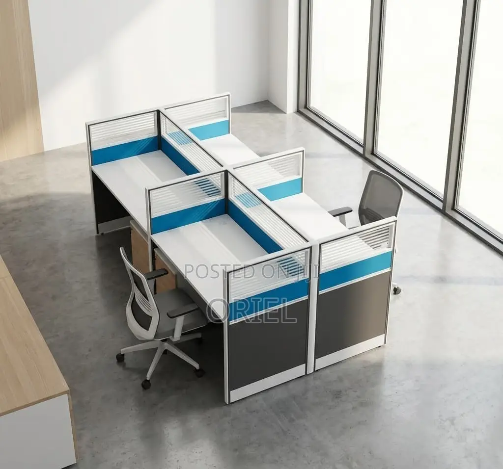 Office Workstation : 4 Way Office Staff Workstation With Drawers