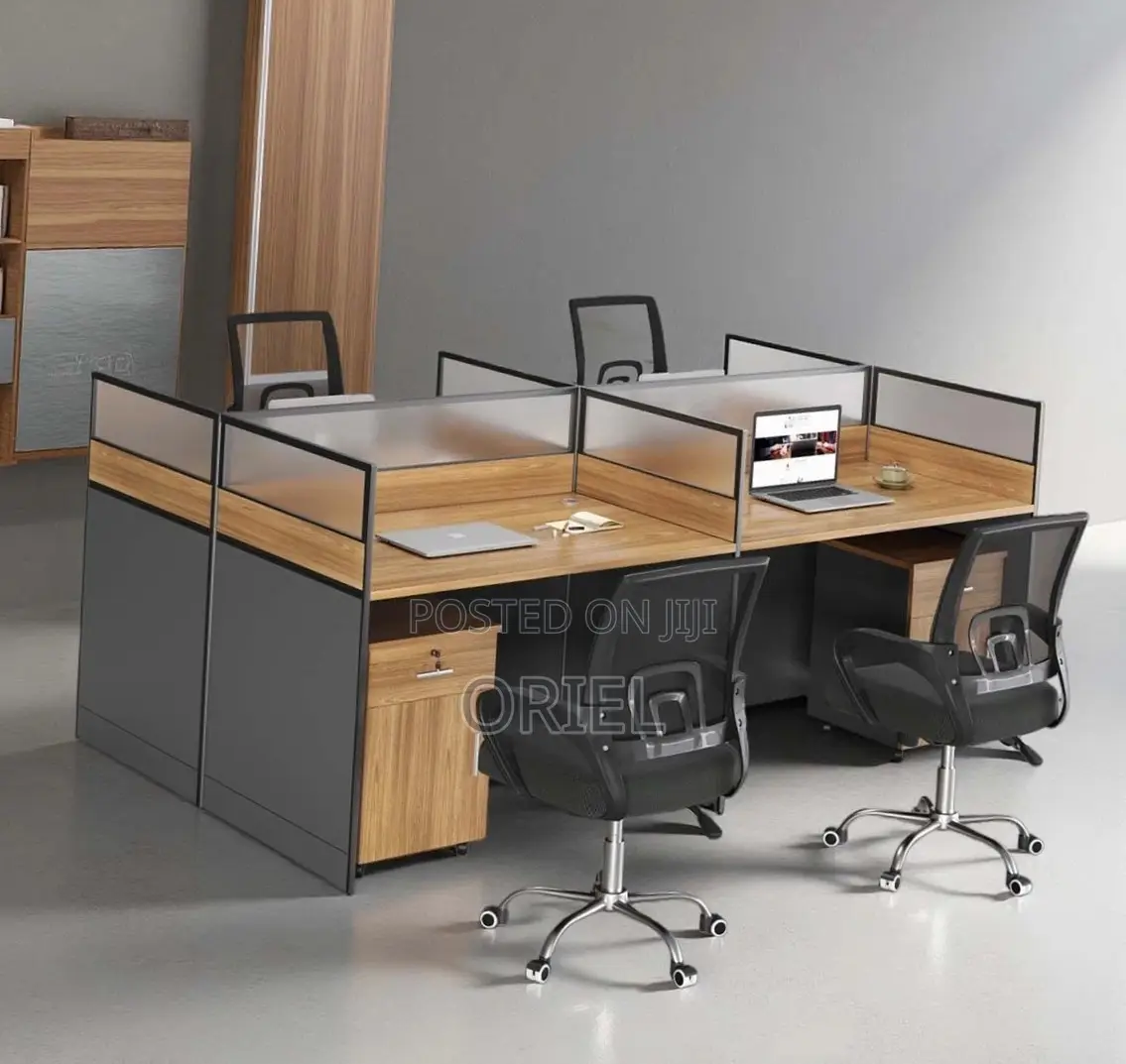 Office Workstation : 4 Way Office Staff Workstation With Drawers
