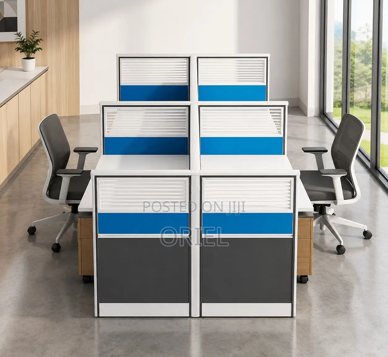 Office Workstation : 4 Way Office Staff Workstation With Drawers