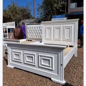 5x6 Elegant White Wooden Panel Bed in Utawala: Payment on Delivery