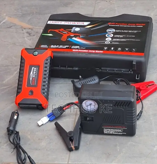 Car Battery Booster Pack With Tyre Inflator, USB Output SOS Light