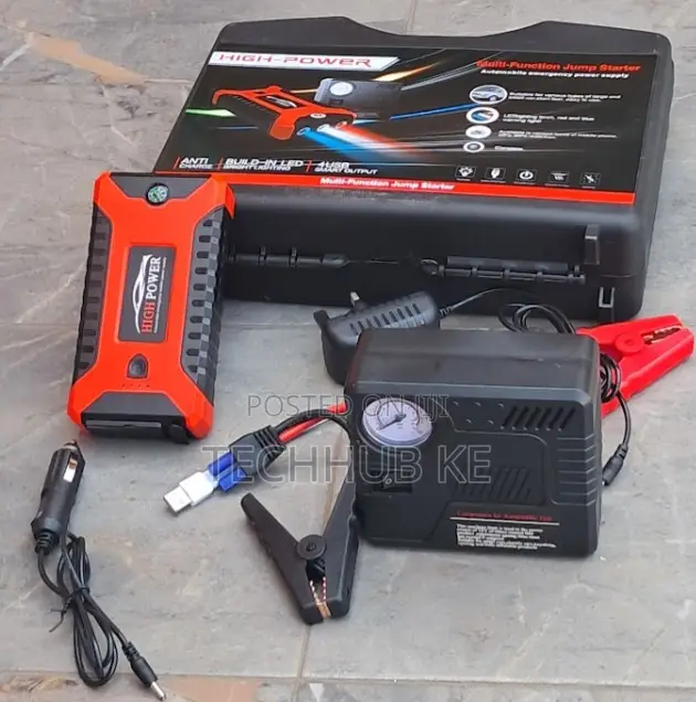 Car Battery Booster Pack With Tyre Inflator, USB Output SOS Light