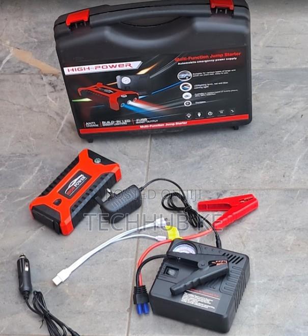 4-in-1 Car Jump Starter With Air Compressor, LED Flashlight Inflator
