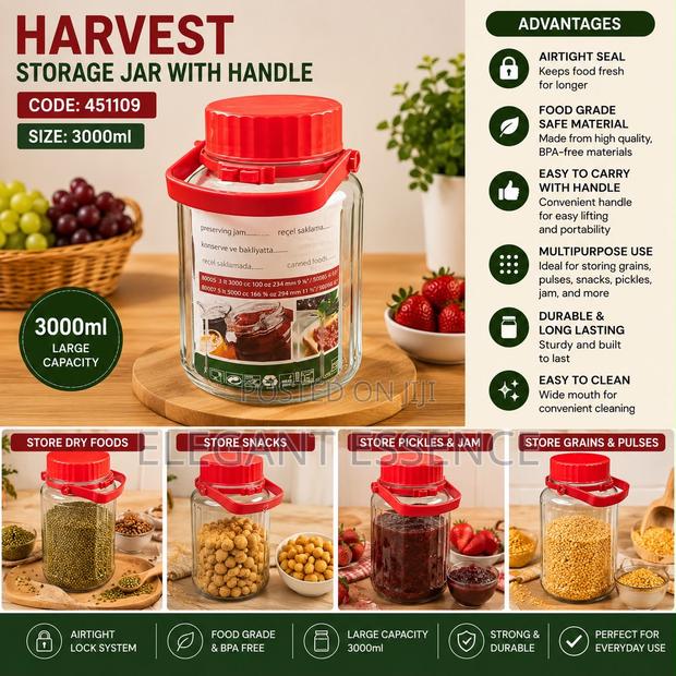 Harvest Storage Jar With Handle-3l - main view