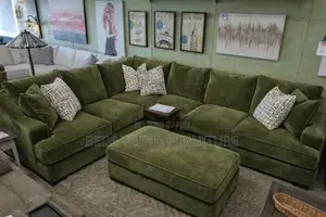 7-Seater L Seat Green Sofa