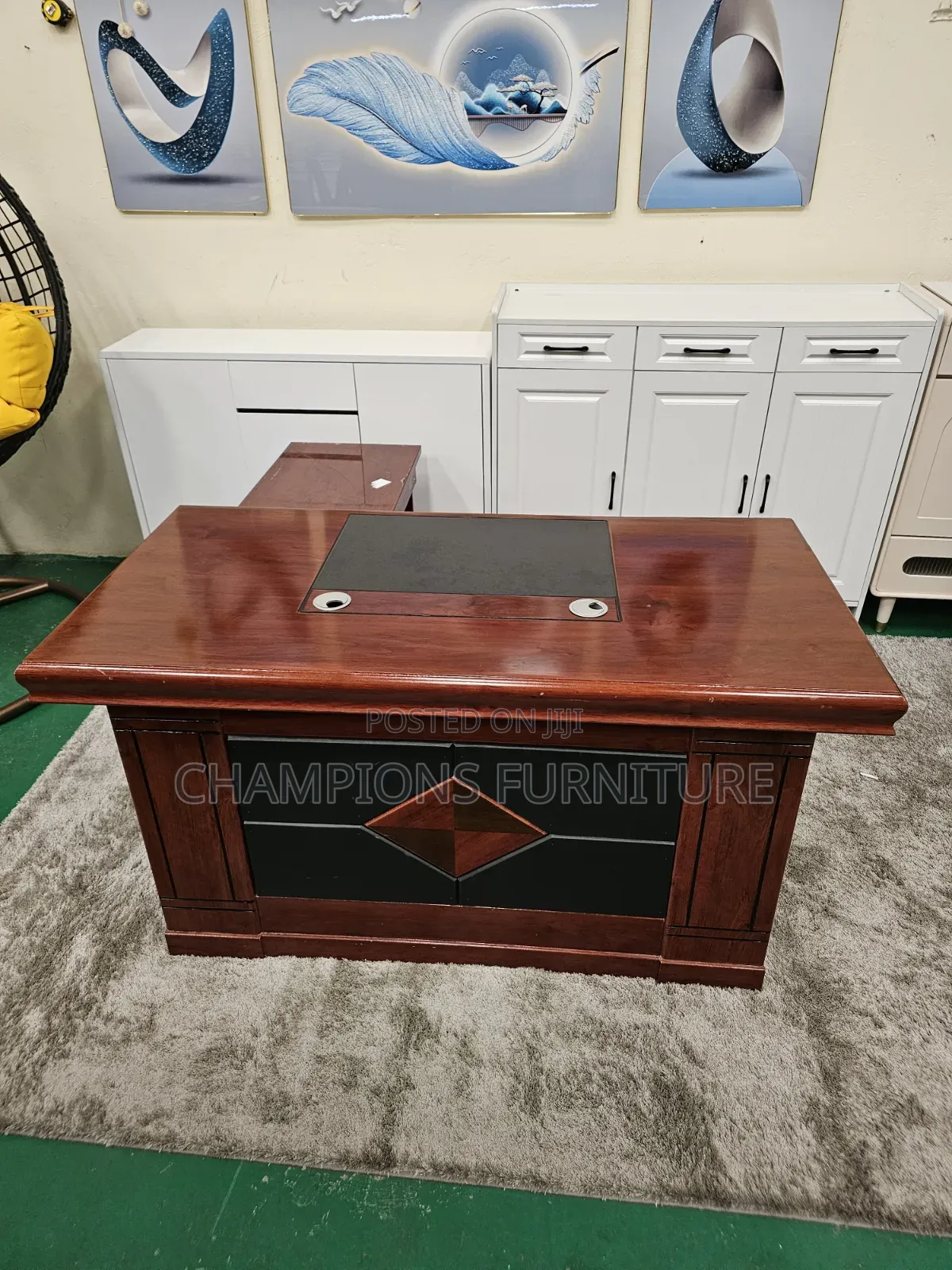1.6M L-Shaped Mahogany Office Deak