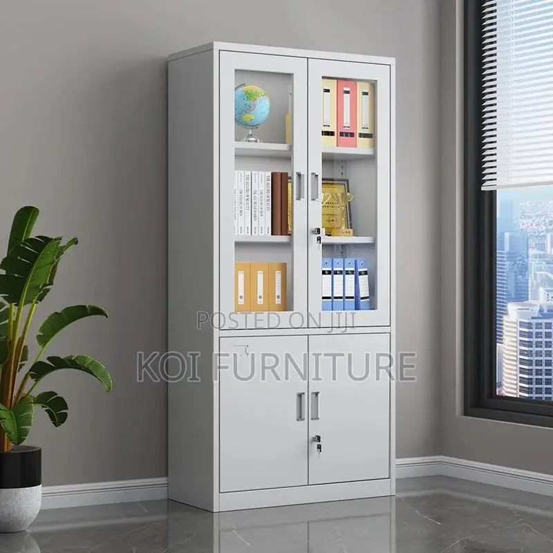 Office Cabinet : White 2-Door Metallic Office Filing Cabinet