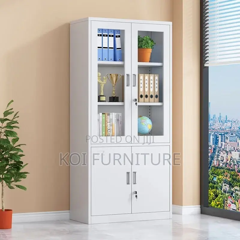 Office Cabinet : White 2-Door Metallic Office Filing Cabinet