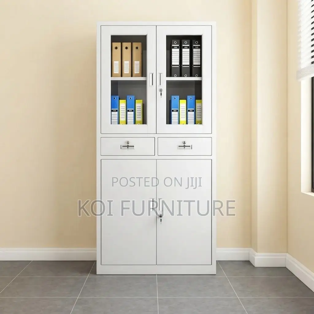 Office Cabinet : White 2-Door Metallic Office Filing Cabinet