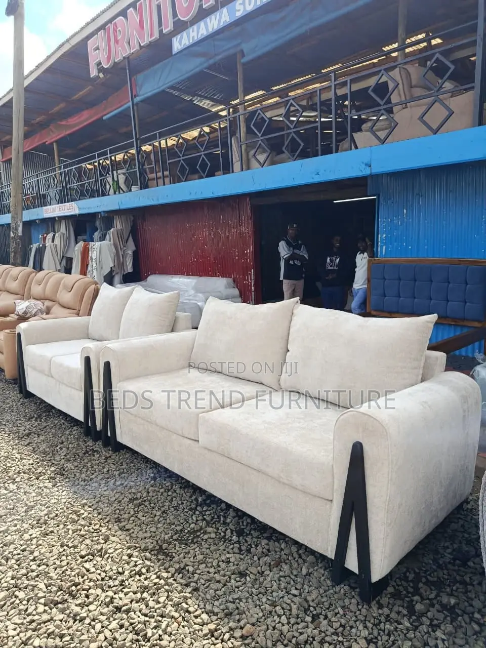 5-Seater 3+2 Sofa Set Beige Upholstery